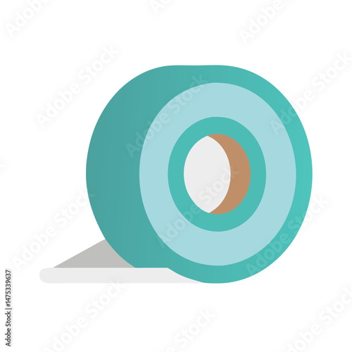 Roll of tape dispensing on White Background graphic image