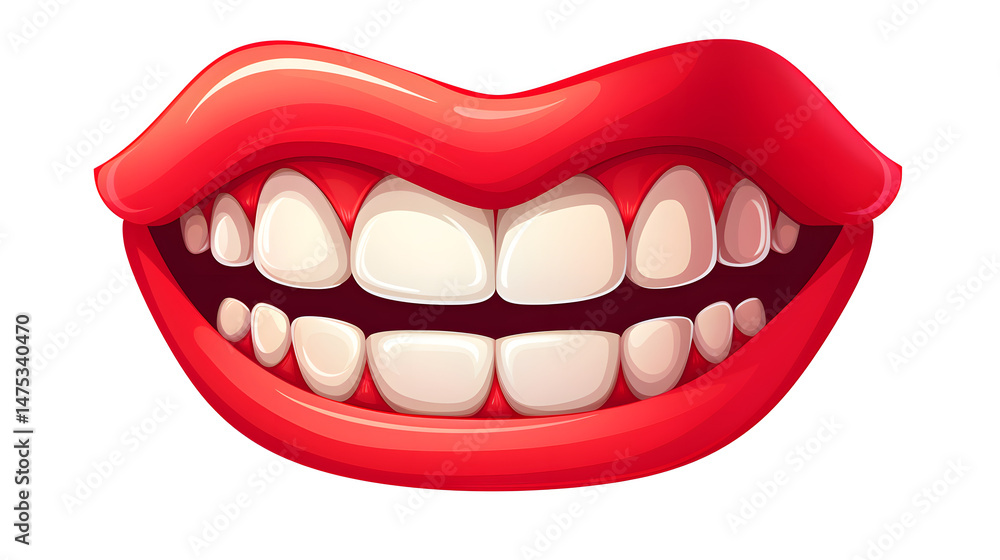 Fototapeta premium Professional Vector Illustration of a Happy Cartoon Mouth Isolated on White Background