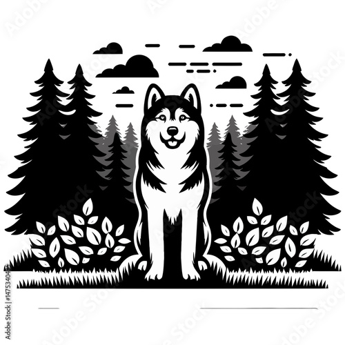 Dog Standing in Front of Forest