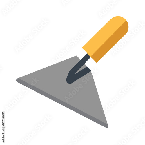 Trowel for cement work with gray and yellow handle