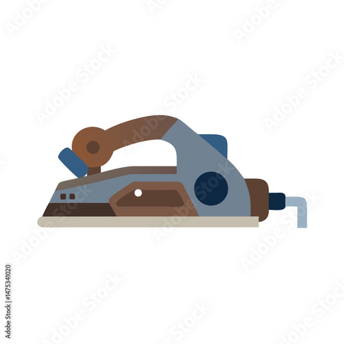 Flat illustration of an electric hand plane on White