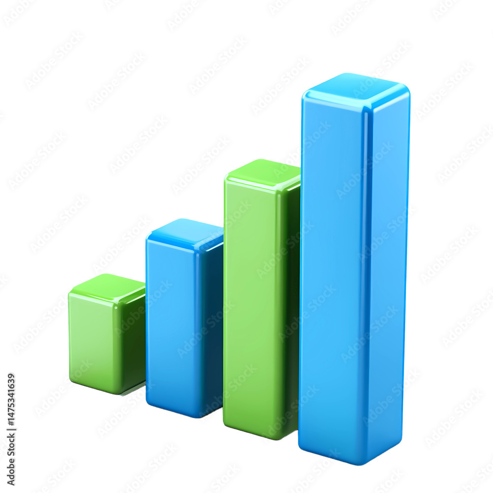 colorful bar chart growth isolated on transparent background colorful bar chart growth isolated on transparent background