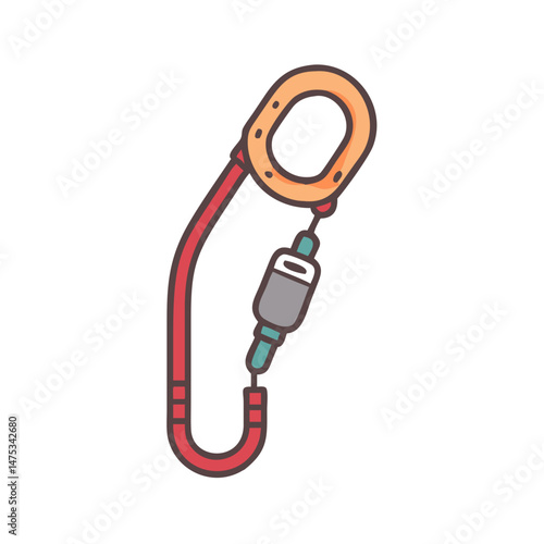 Stylized climbing carabiner clip on White Background illustration