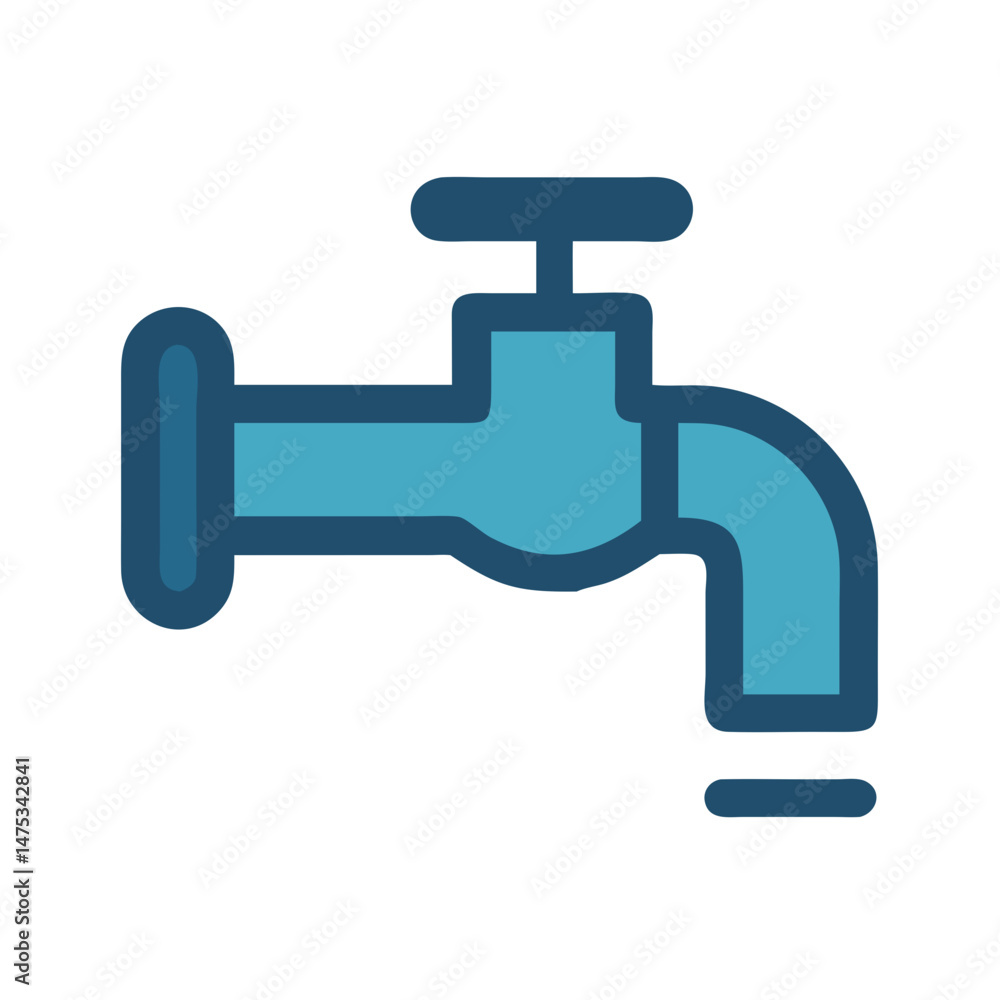 Illustration of a simplistic blue faucet on White Background Illustration of a simplistic blue faucet on White Background