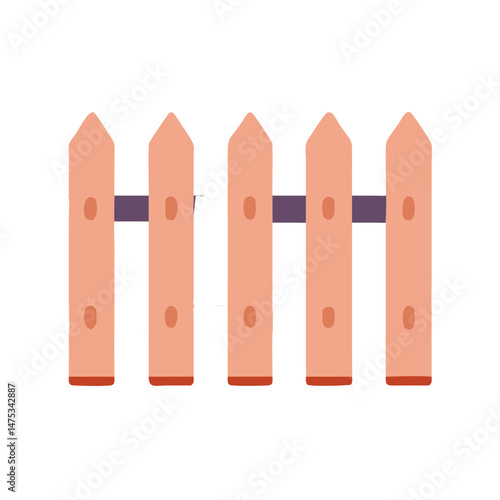 Five pale orange fence posts connected with horizontal purple bar