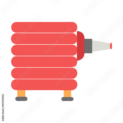 Flat design firehose and nozzle on a White Background