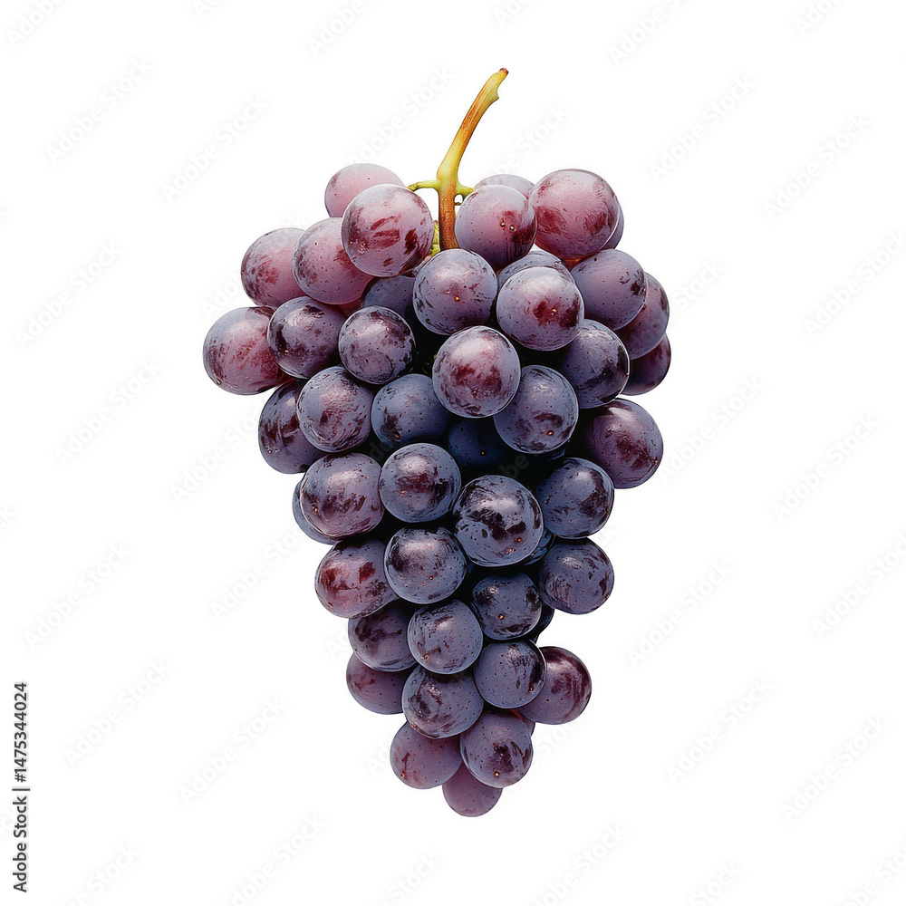 Fototapeta premium Bunch of purple grapes isolated on transparent background