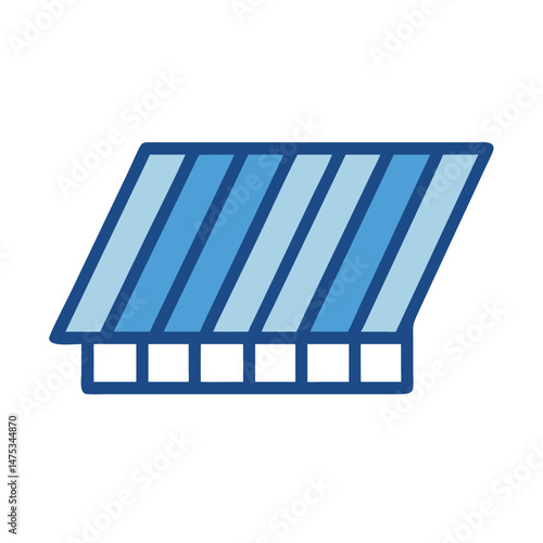 Blue striped awning with framework against White Background image
