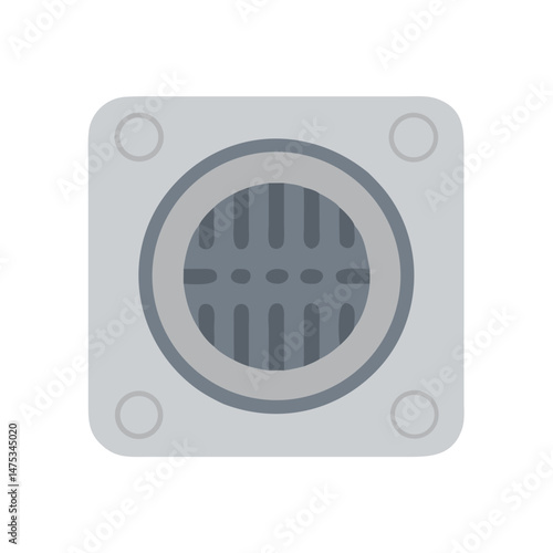 Flat Design Manhole Cover Illustration with Grid Surface Pattern