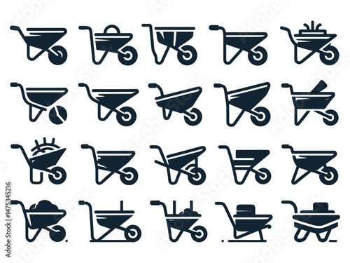 Wheel Barrow Vector Icon Pack