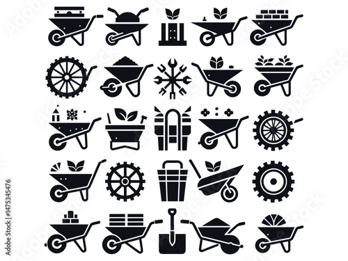 Wheel Barrow Vector Icon Pack