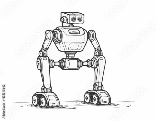 Robotics Engineering Line Art Concept