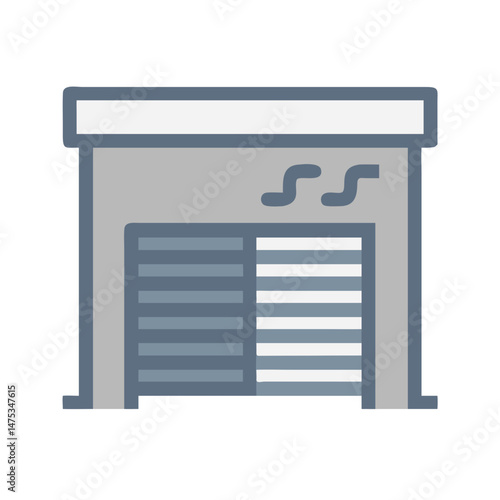 Simple grey garage with a rolling shutter door