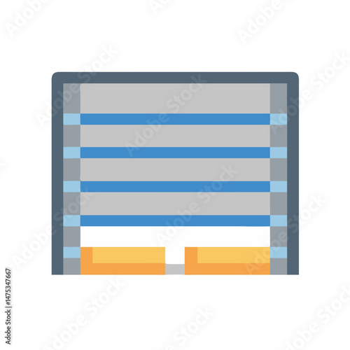 Vector illustration of a garage door in partial open position