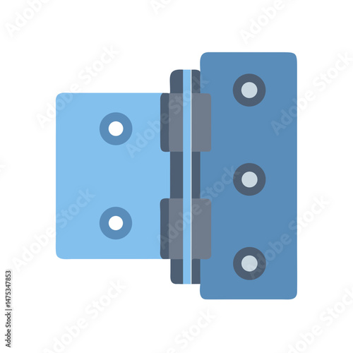 Simple illustration of metal hinge against White Background