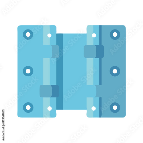 Blue Hinge Flat Design on White Background Isolated Illustration