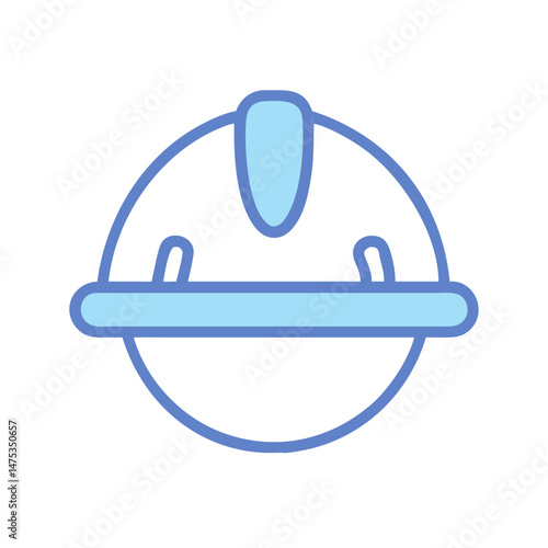 Blue construction helmet icon on White Background illustration