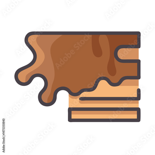 Stylized waffle with flowing chocolate syrup graphic representation