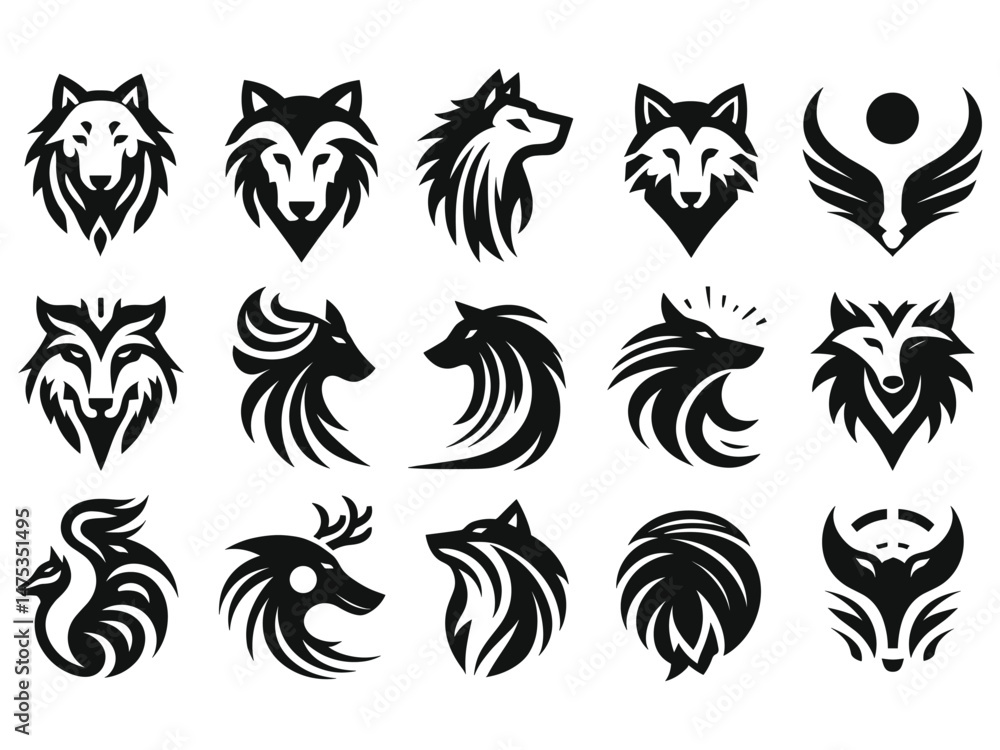 Naklejka premium Wolf Vector Icon Pack