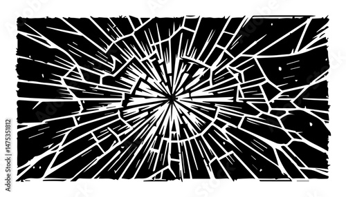 broken glass shatter effect vector illustration in black