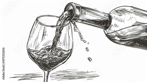 sketch of a bottle of champagne. vector illustration.