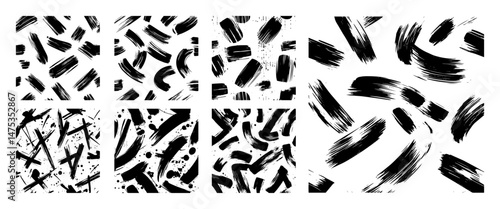 abstract brush stroke pattern set in expressive black ink style