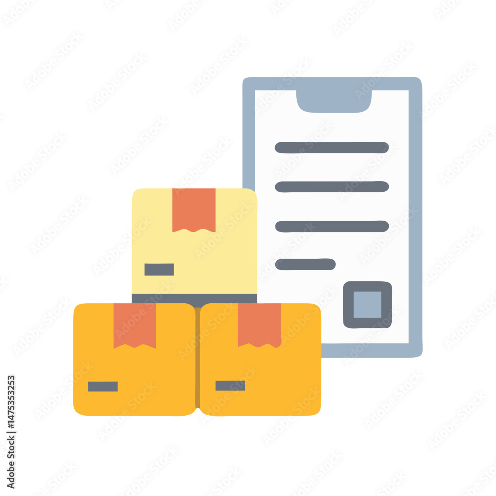 Delivery boxes with document illustration against a dark background Delivery boxes with document illustration against a dark background