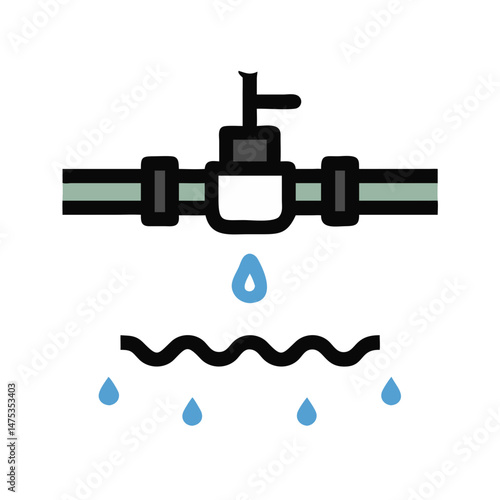 Leaky pipe illustration showcasing plumbing issues and water waste