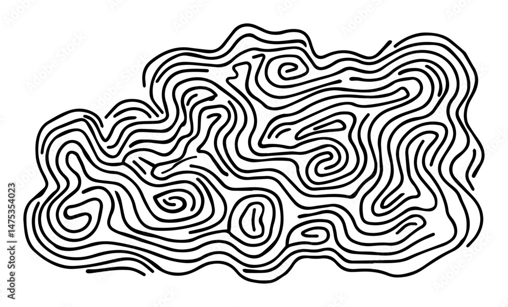Fototapeta premium maze-like abstract blob in continuous black line vector style