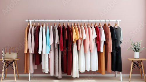 Wallpaper Mural stylish interior of modern clothing with clothes and rack Torontodigital.ca