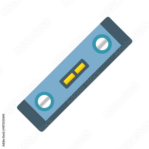 Blue spirit level instrument for construction on a White Background