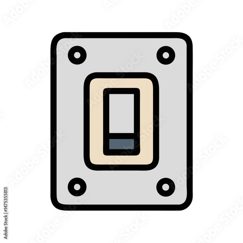 Isolated toggle switch with mounting plate illustration style image