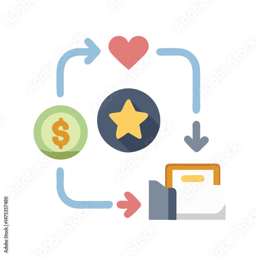 Money to love, to star, to value illustration