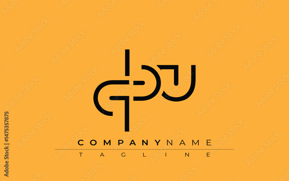 Fototapeta premium QBU abstract letter design. Modern Business Logo Design With Abstract Typography and Contemporary Style