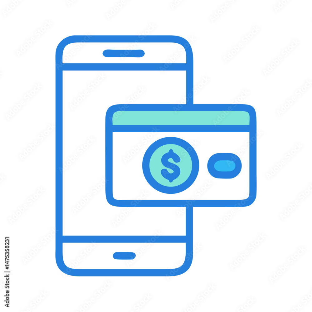 Mobile payment icon illustration displaying financial transaction details Mobile payment icon illustration displaying financial transaction details
