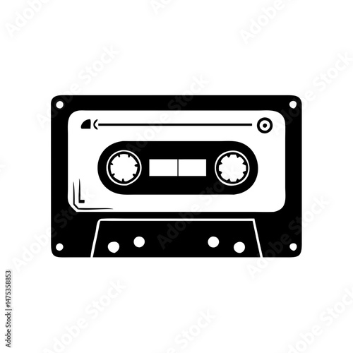 A Nostalgic Icon Black and White Image of a Classic Audio Cassette
