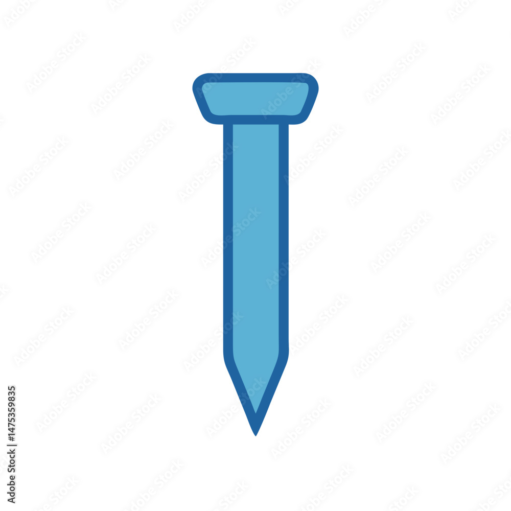Simple blue nail on a clean White Background Simple blue nail on a clean White Background