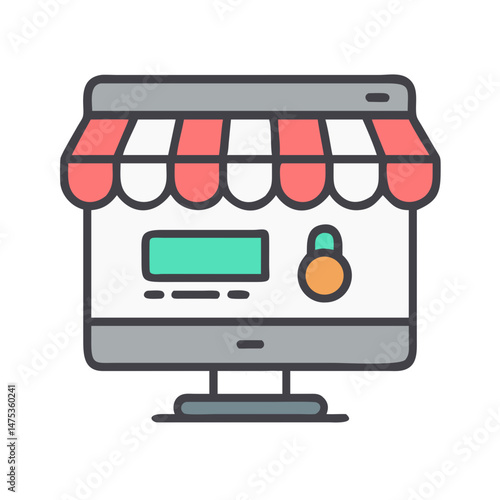 Stylized computer screen representing online store or e-commerce