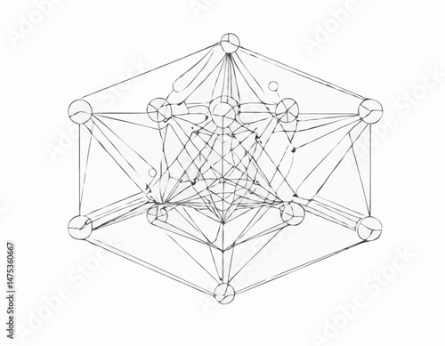 Blockchain Technology Line Art
