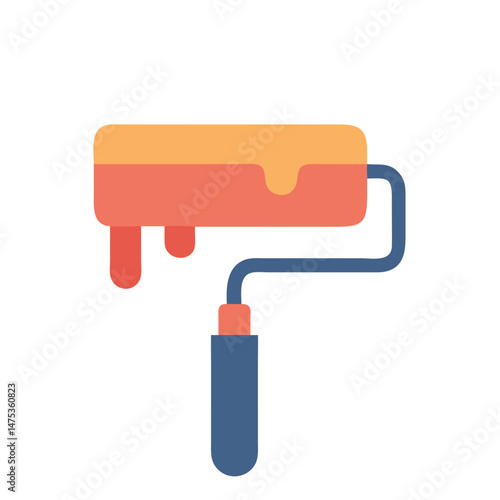 Graphic paint roller illustration on White Background for decoration