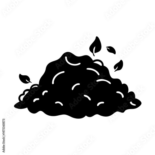 Silhouette illustration of a pile of compost with leaves and organic matter