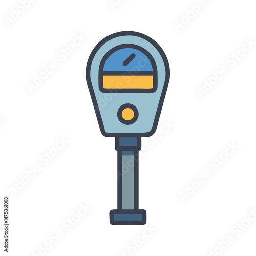 Cartoon style parking meter on a White Background