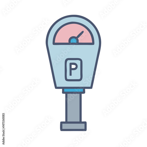 Cartoon parking meter illustration on isolated White Background