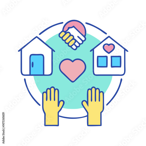 Icon representing community support and help for people
