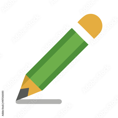 Flat design green pencil drawing a gray line art
