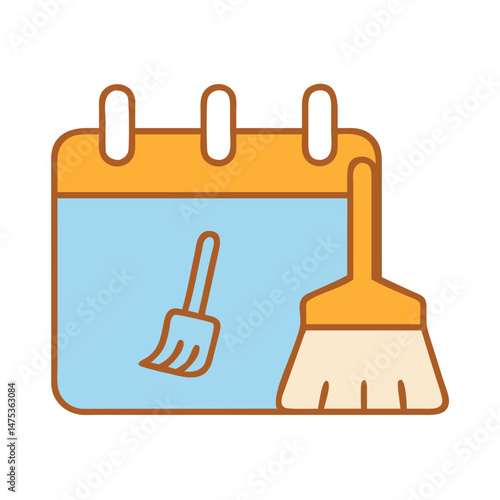 Cleaning schedule calendar icon for task management or planning
