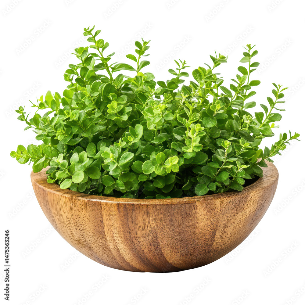 Zanthoxylum limonella in a wood bowl showcasing vibrant green foliage on a Transparent background, Zanthoxylum limonella in wood bowl isolated on PNG background Zanthoxylum limonella in a wood bowl showcasing vibrant green foliage on a Transparent background, Zanthoxylum limonella in wood bowl isolated on PNG background