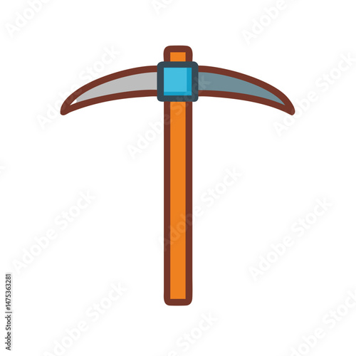Single isolated pickaxe icon in flat vector style