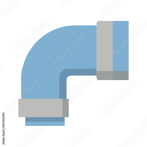 Blue and gray pipe fitting against a White Background