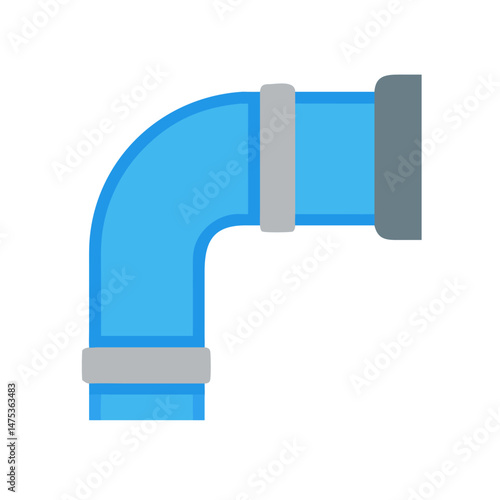 Blue pipe fitting with grey connectors on White Background